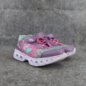Athletic Works Shoes Kids 8 Sneakers Girls Toddler Hearts Purple Pink Adjustable